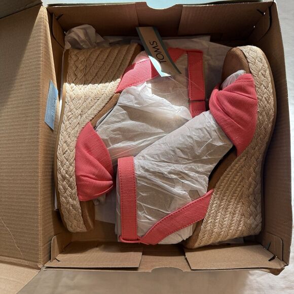 NWT In Box Marisela Toms Wedge Slubby Woven Sandal Size 7.5 Shell Pink - Picture 3 of 9